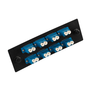 Adapter faceplate with adapters for LAN-FOBM enclosure